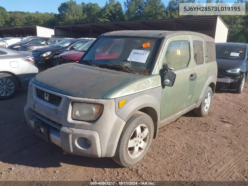 2003 Honda Element Ex VIN: 5J6YH28573L019195 Lot: 40563217