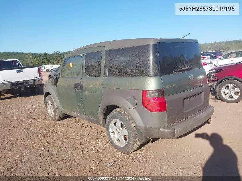 2003 Honda Element Ex VIN: 5J6YH28573L019195 Lot: 40563217