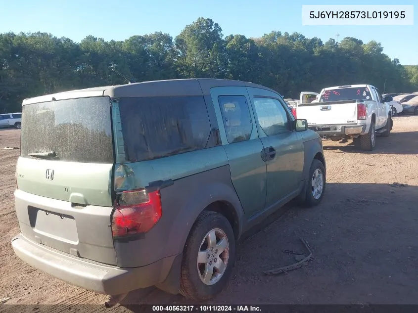 2003 Honda Element Ex VIN: 5J6YH28573L019195 Lot: 40563217