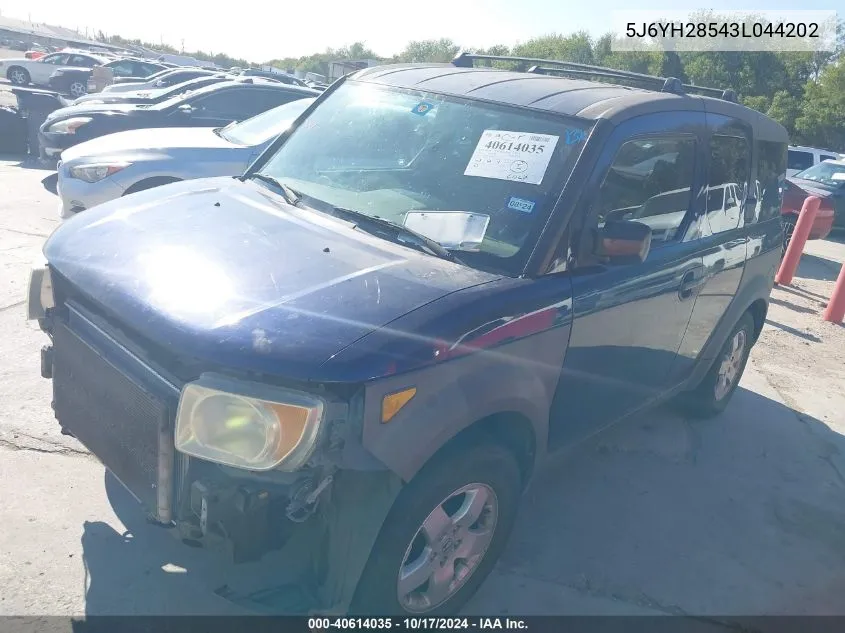 2003 Honda Element Ex VIN: 5J6YH28543L044202 Lot: 40614035