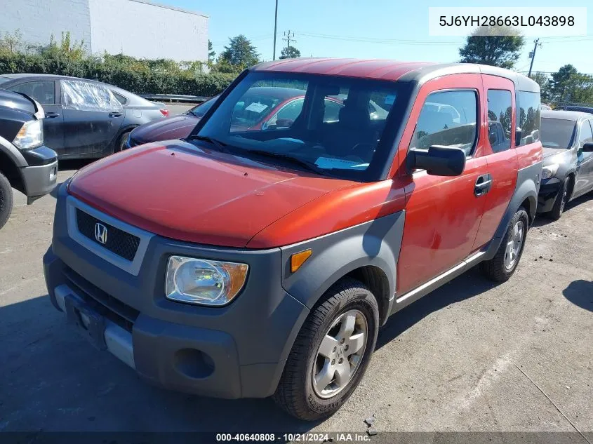 2003 Honda Element Ex VIN: 5J6YH28663L043898 Lot: 40640808