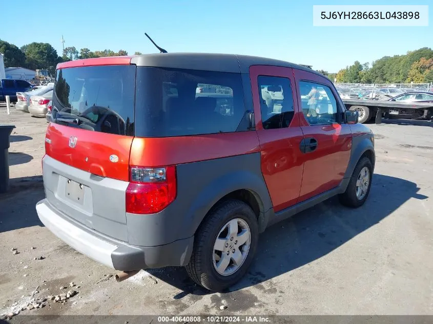 2003 Honda Element Ex VIN: 5J6YH28663L043898 Lot: 40640808