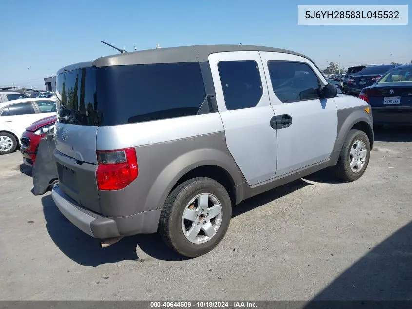 2003 Honda Element Ex VIN: 5J6YH28583L045532 Lot: 40644509