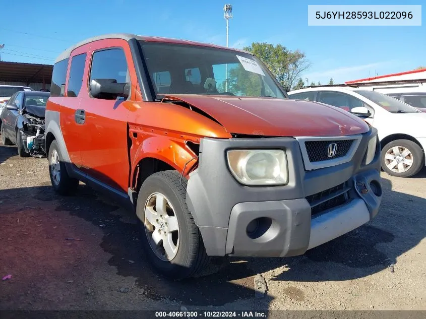 2003 Honda Element Ex VIN: 5J6YH28593L022096 Lot: 40661300