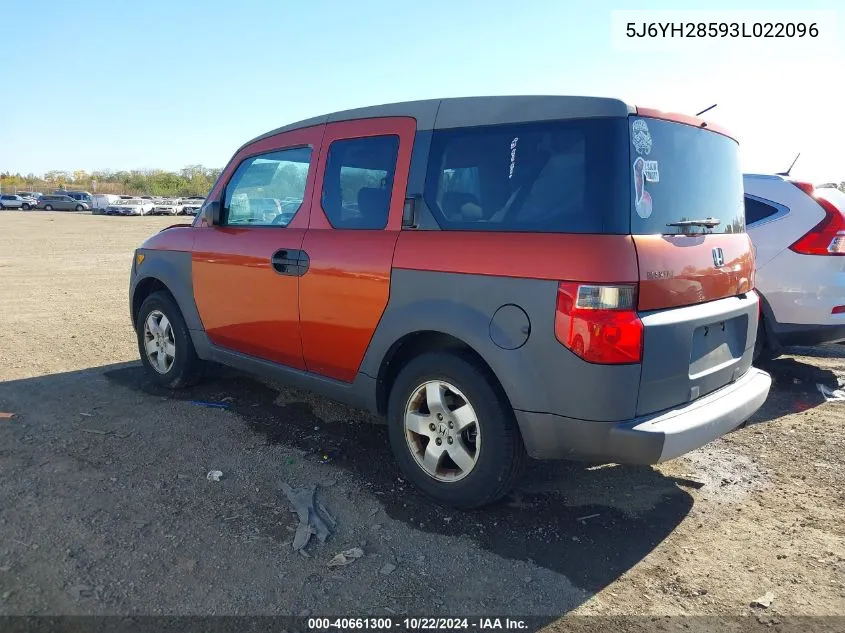 2003 Honda Element Ex VIN: 5J6YH28593L022096 Lot: 40661300