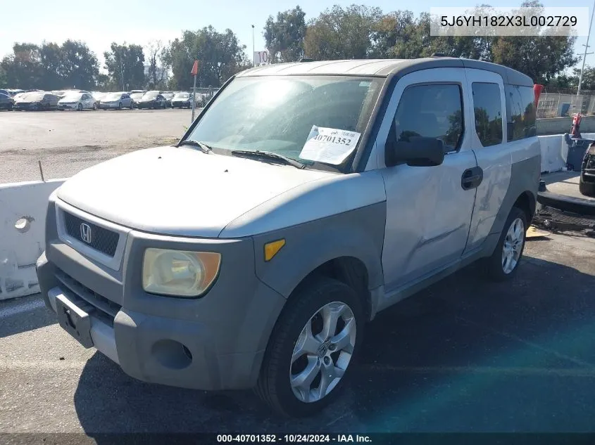 2003 Honda Element Dx VIN: 5J6YH182X3L002729 Lot: 40701352