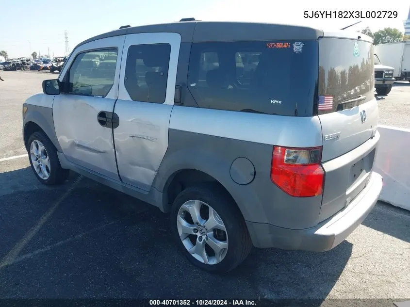 2003 Honda Element Dx VIN: 5J6YH182X3L002729 Lot: 40701352