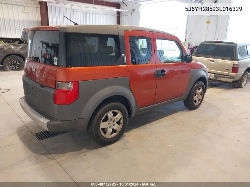 2003 Honda Element Ex VIN: 5J6YH28593L016329 Lot: 40732725