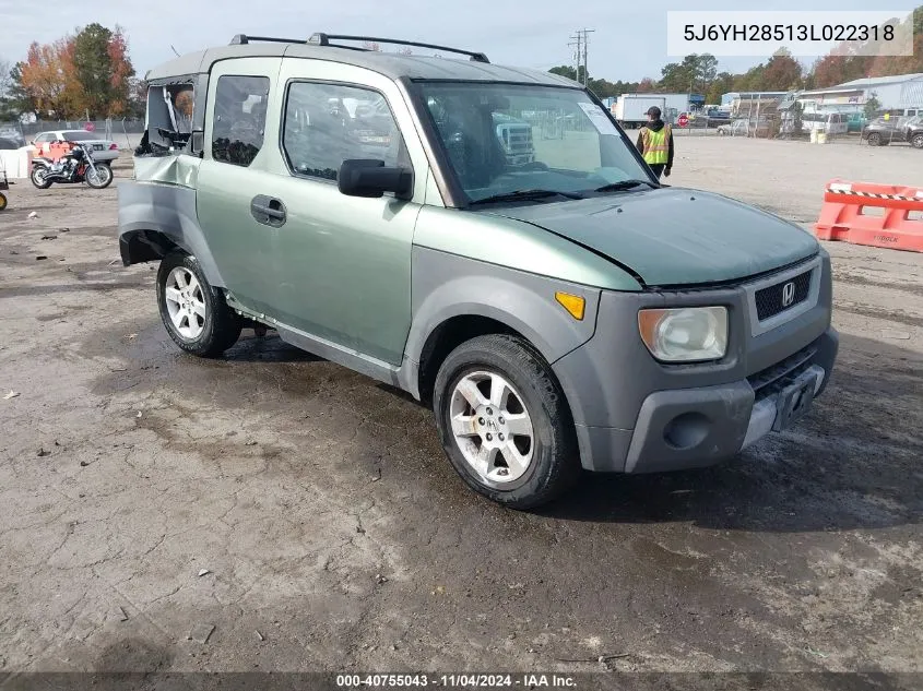 2003 Honda Element Ex VIN: 5J6YH28513L022318 Lot: 40755043