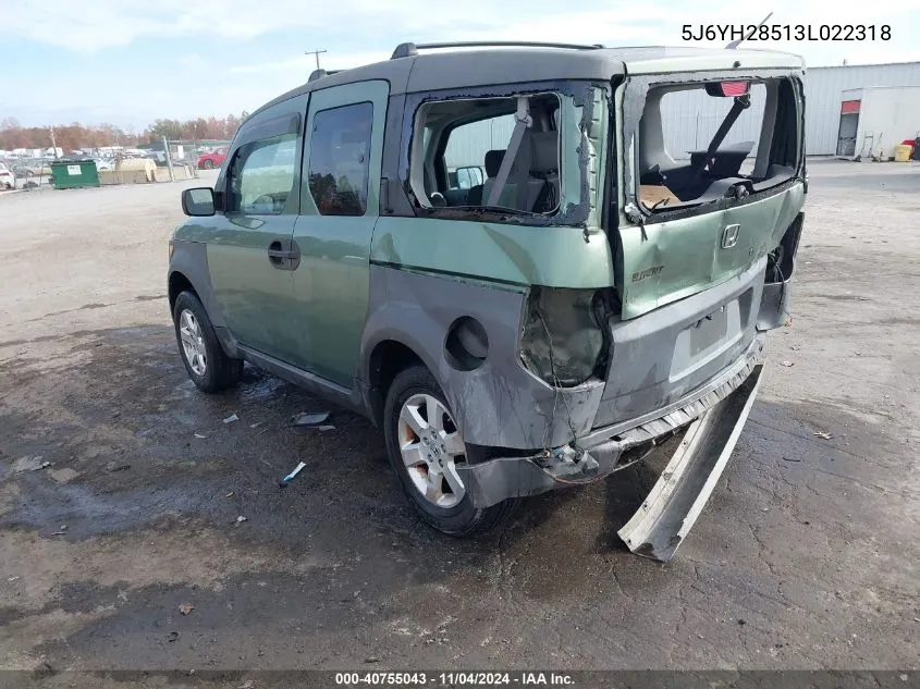 2003 Honda Element Ex VIN: 5J6YH28513L022318 Lot: 40755043