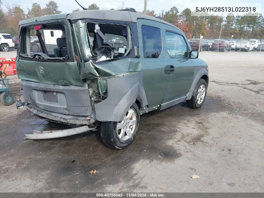 2003 Honda Element Ex VIN: 5J6YH28513L022318 Lot: 40755043