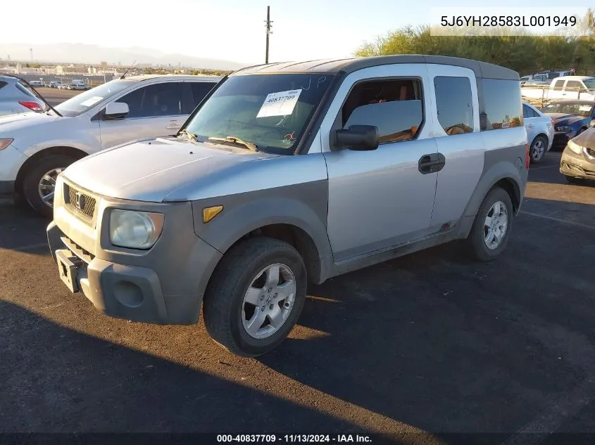 2003 Honda Element Ex VIN: 5J6YH28583L001949 Lot: 40837709