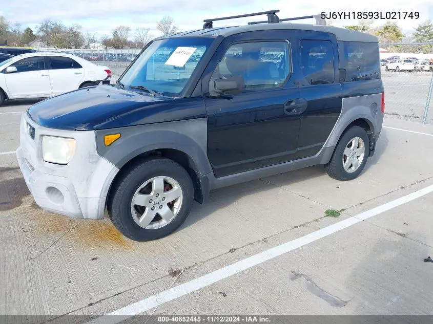 2003 Honda Element Ex VIN: 5J6YH18593L021749 Lot: 40852445