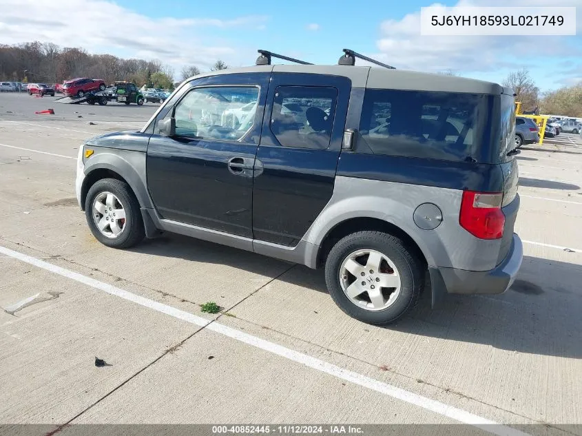 2003 Honda Element Ex VIN: 5J6YH18593L021749 Lot: 40852445