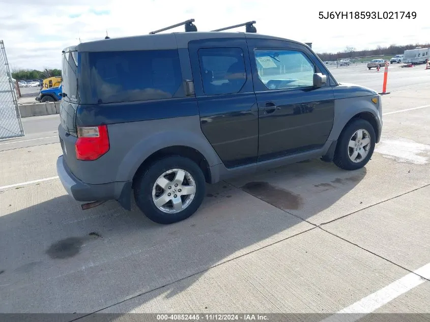 2003 Honda Element Ex VIN: 5J6YH18593L021749 Lot: 40852445