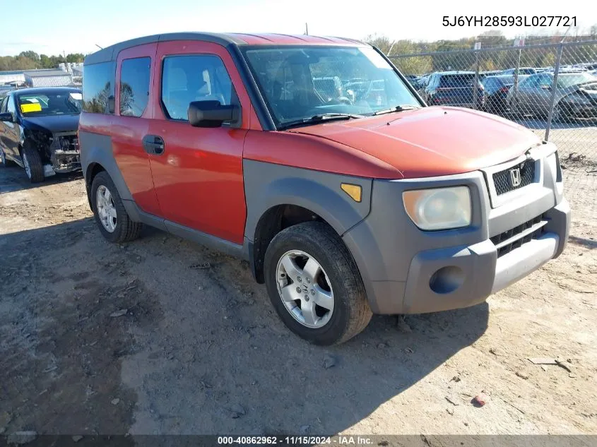 2003 Honda Element Ex VIN: 5J6YH28593L027721 Lot: 40862962