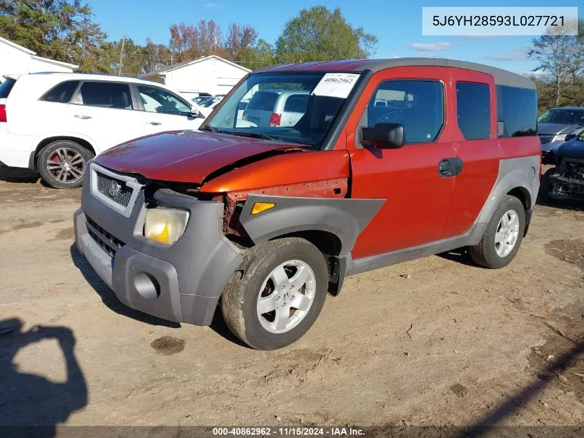 2003 Honda Element Ex VIN: 5J6YH28593L027721 Lot: 40862962