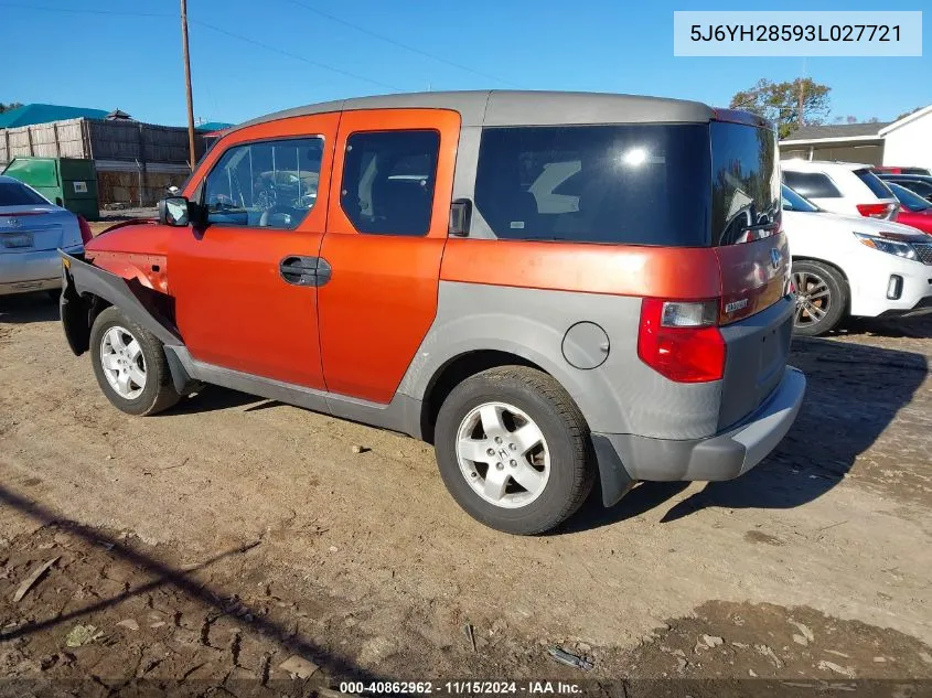 2003 Honda Element Ex VIN: 5J6YH28593L027721 Lot: 40862962