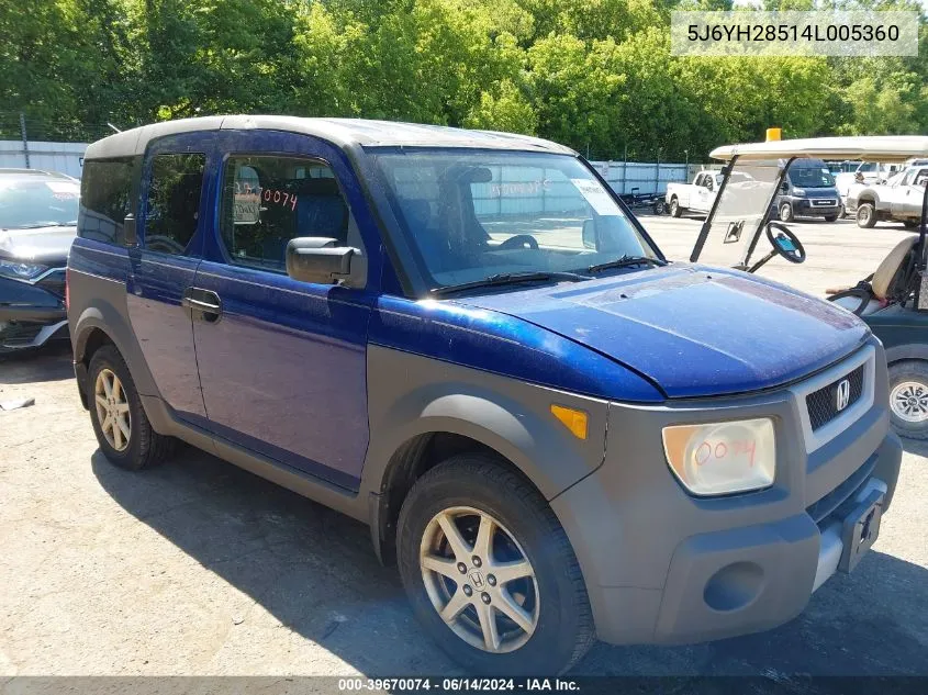 2004 Honda Element Ex VIN: 5J6YH28514L005360 Lot: 39670074