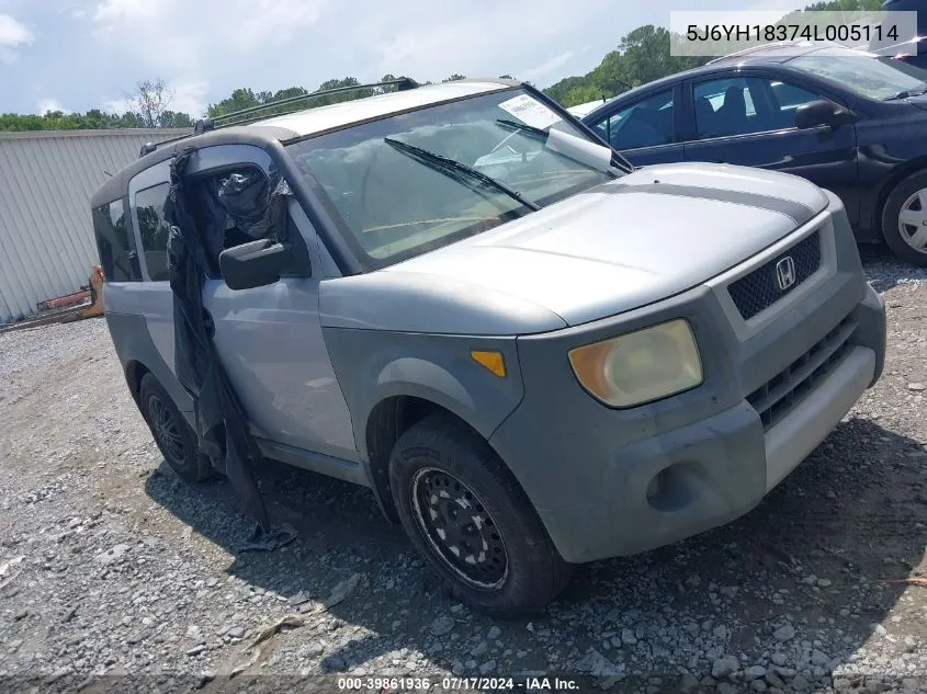 2004 Honda Element Lx VIN: 5J6YH18374L005114 Lot: 39861936