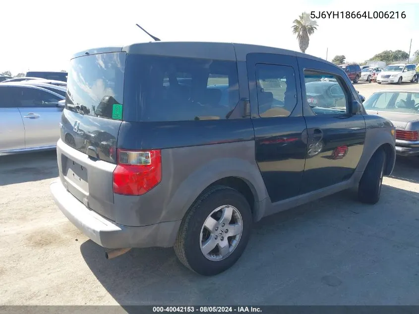 2004 Honda Element Ex VIN: 5J6YH18664L006216 Lot: 40042153