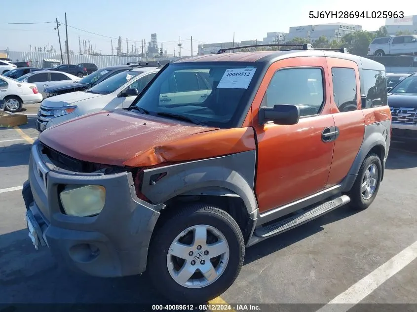 5J6YH28694L025963 2004 Honda Element Ex