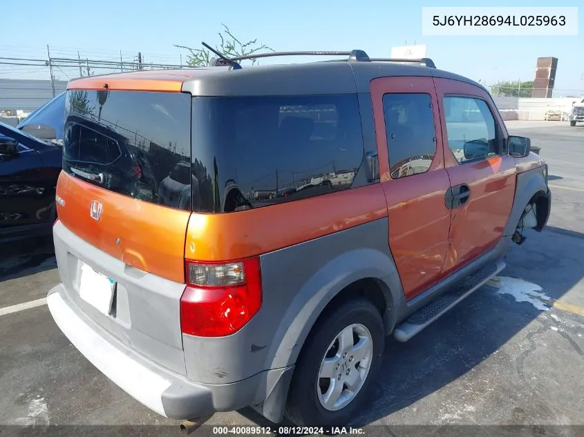 5J6YH28694L025963 2004 Honda Element Ex