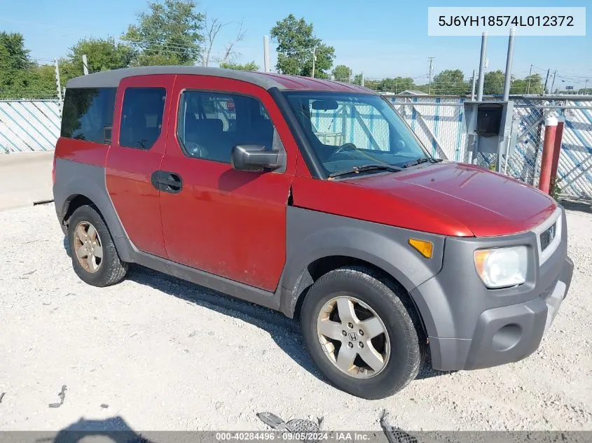 2004 Honda Element Ex VIN: 5J6YH18574L012372 Lot: 40284496