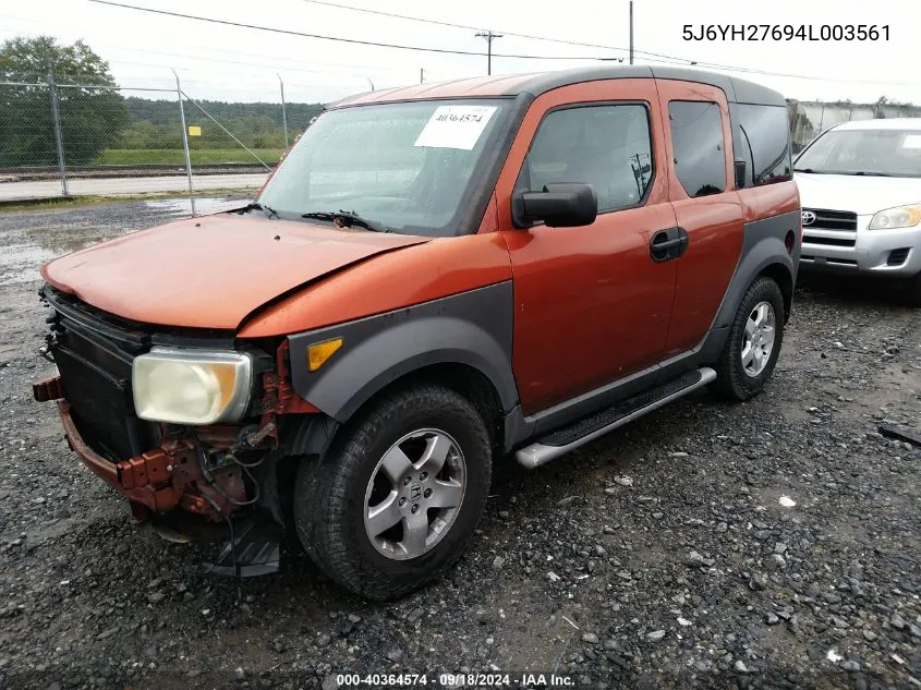 5J6YH27694L003561 2004 Honda Element Ex