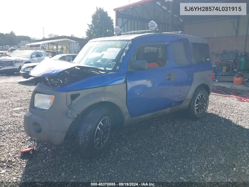 2004 Honda Element Ex VIN: 5J6YH28574L031915 Lot: 40370885