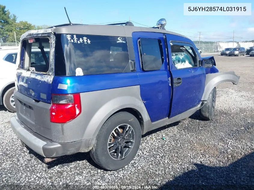 2004 Honda Element Ex VIN: 5J6YH28574L031915 Lot: 40370885