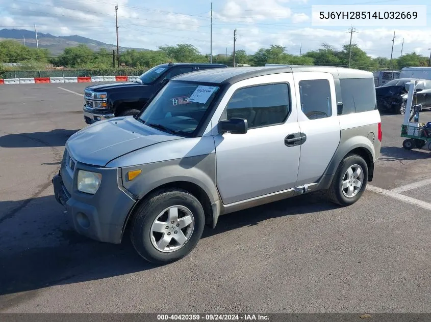 2004 Honda Element Ex VIN: 5J6YH28514L032669 Lot: 40420359