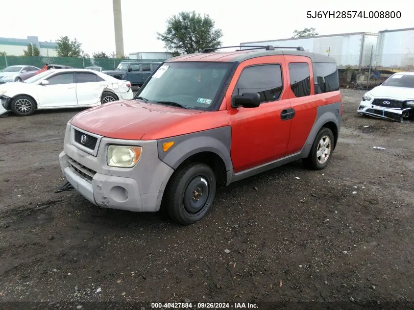 2004 Honda Element Ex VIN: 5J6YH28574L008800 Lot: 40427884