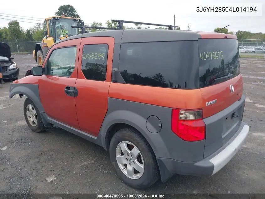 2004 Honda Element Ex VIN: 5J6YH28504L014194 Lot: 40478595