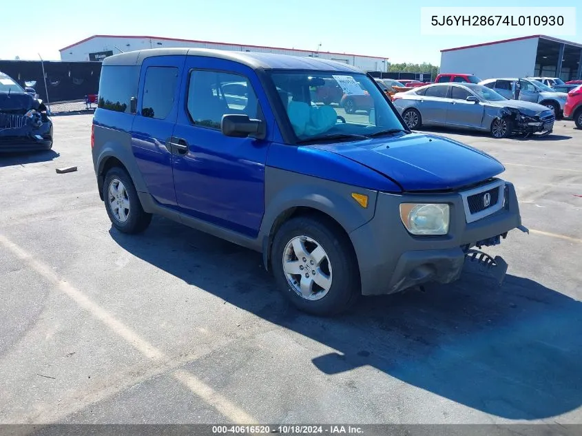 2004 Honda Element Ex VIN: 5J6YH28674L010930 Lot: 40616520