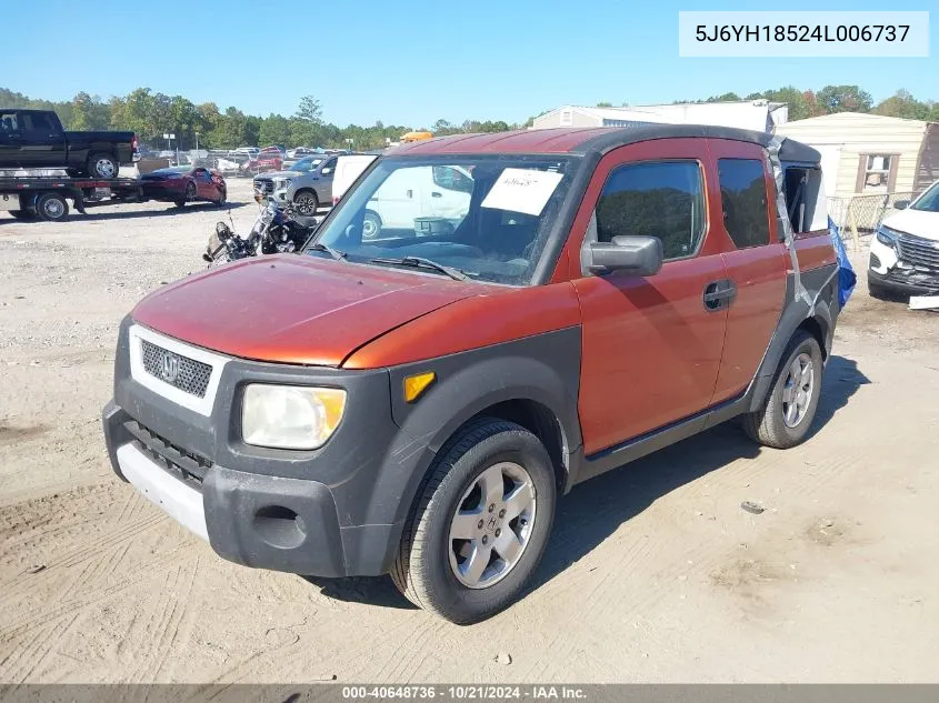 2004 Honda Element Ex VIN: 5J6YH18524L006737 Lot: 40648736