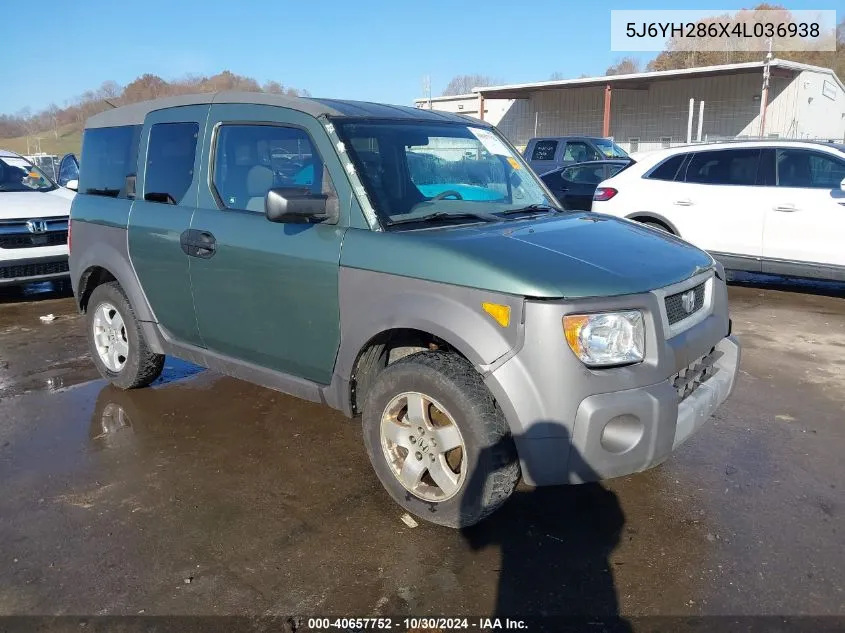 2004 Honda Element Ex VIN: 5J6YH286X4L036938 Lot: 40657752