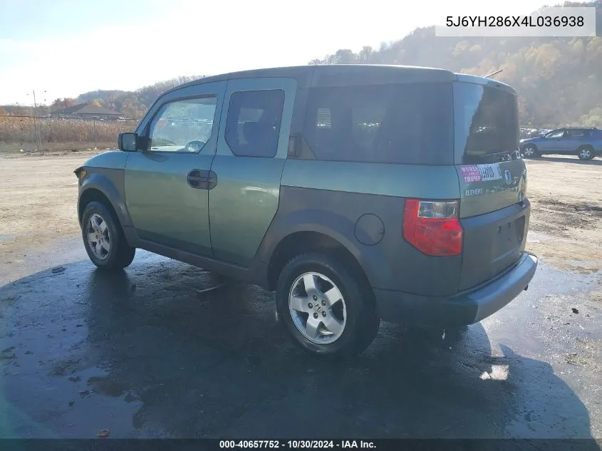 2004 Honda Element Ex VIN: 5J6YH286X4L036938 Lot: 40657752