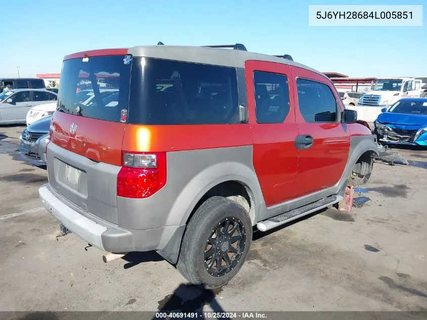 2004 Honda Element Ex VIN: 5J6YH28684L005851 Lot: 40691491