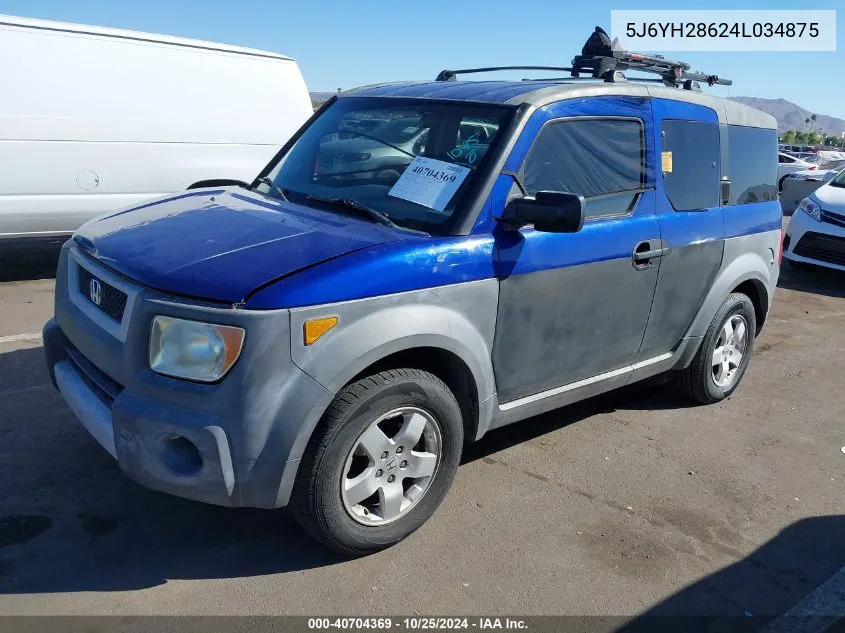 2004 Honda Element Ex VIN: 5J6YH28624L034875 Lot: 40704369