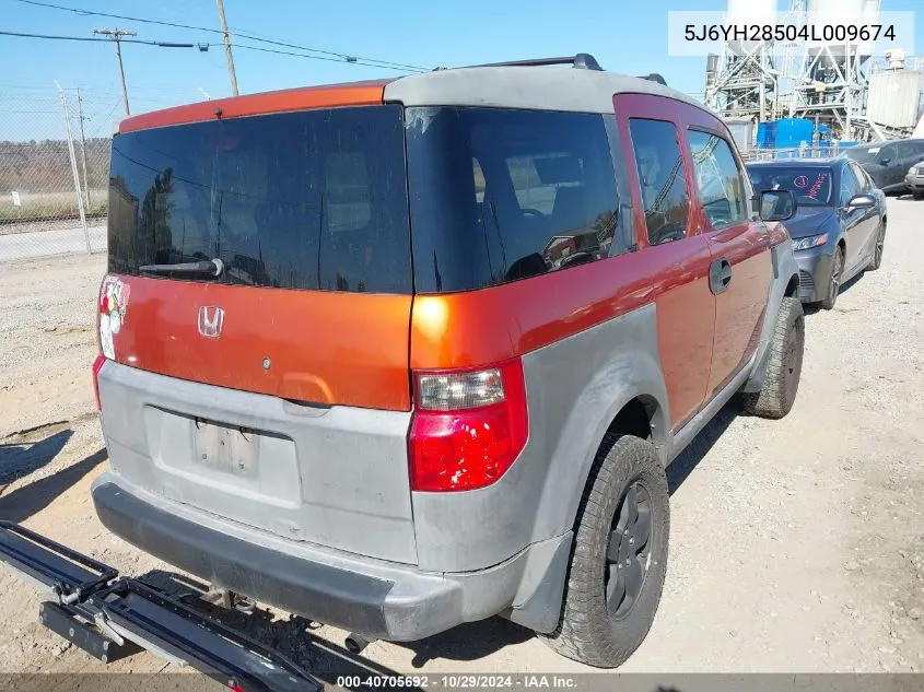 2004 Honda Element Ex VIN: 5J6YH28504L009674 Lot: 40705692