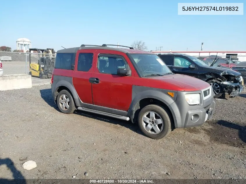 2004 Honda Element Ex VIN: 5J6YH27574L019832 Lot: 40728800