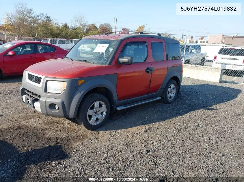 2004 Honda Element Ex VIN: 5J6YH27574L019832 Lot: 40728800