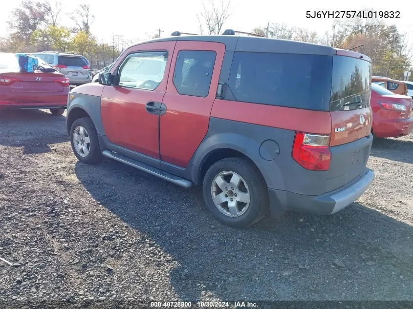 2004 Honda Element Ex VIN: 5J6YH27574L019832 Lot: 40728800