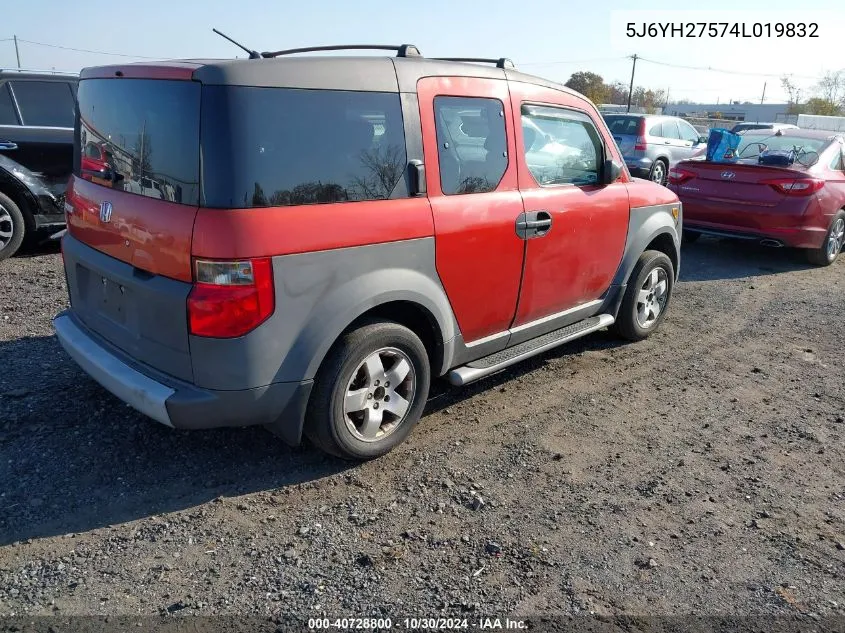 2004 Honda Element Ex VIN: 5J6YH27574L019832 Lot: 40728800