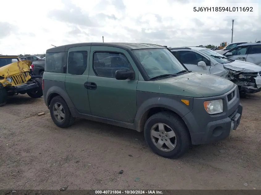 2004 Honda Element Ex VIN: 5J6YH18594L011692 Lot: 40731804