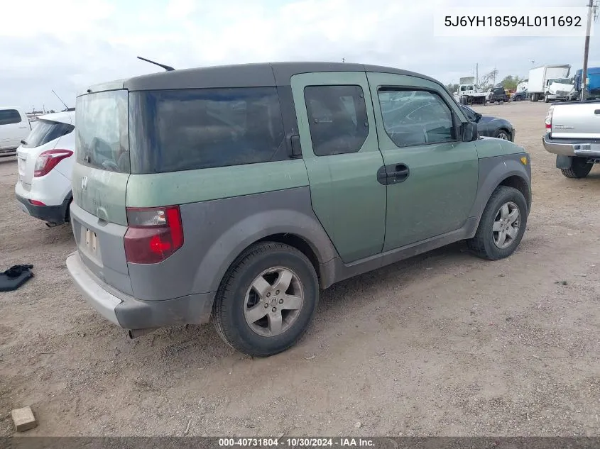 2004 Honda Element Ex VIN: 5J6YH18594L011692 Lot: 40731804