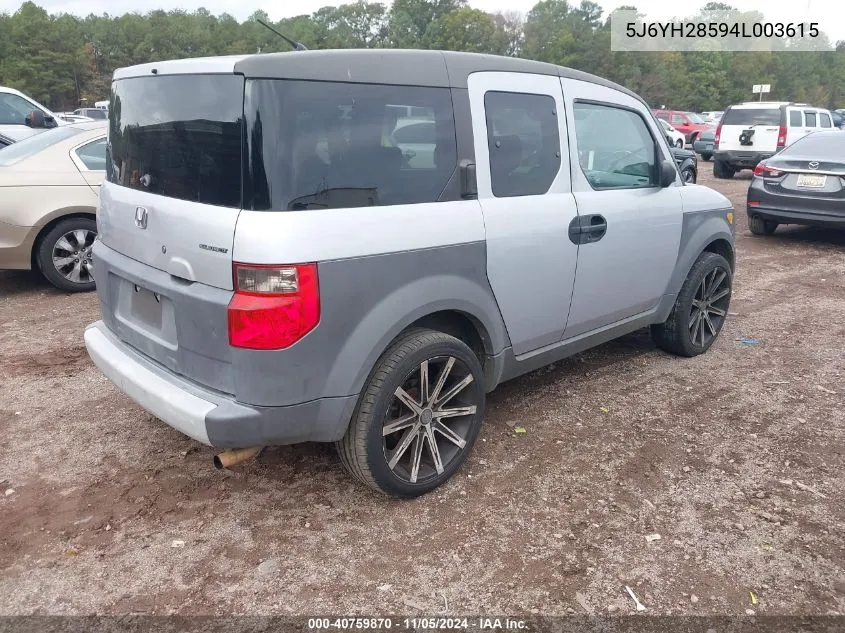 2004 Honda Element Ex VIN: 5J6YH28594L003615 Lot: 40759870