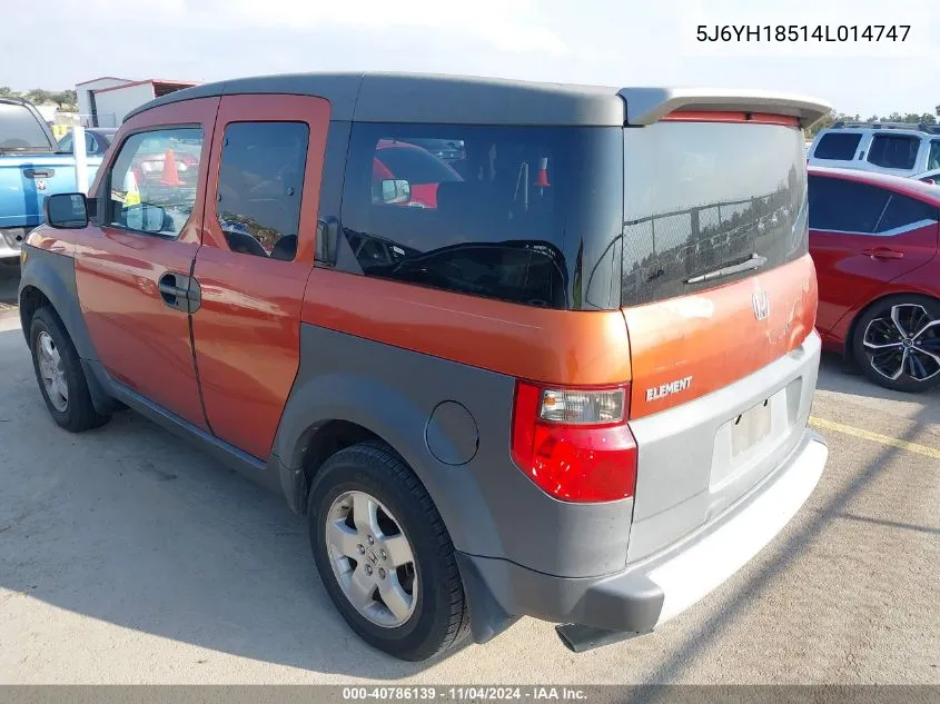 2004 Honda Element Ex VIN: 5J6YH18514L014747 Lot: 40786139