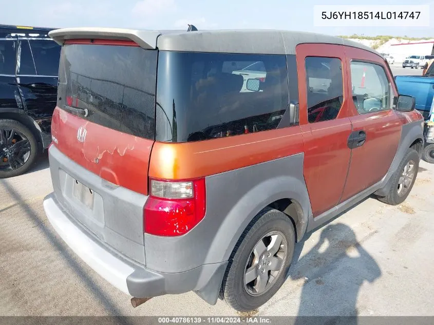 2004 Honda Element Ex VIN: 5J6YH18514L014747 Lot: 40786139